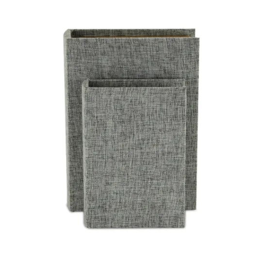 Kirkland's Home Heathered Linen Book Boxes, Set Of 2- Baskets & Boxes
