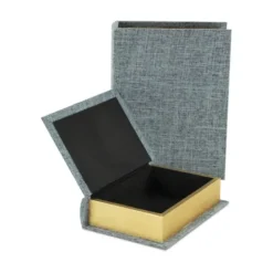 Kirkland's Home Heathered Linen Book Boxes, Set Of 2- Baskets & Boxes