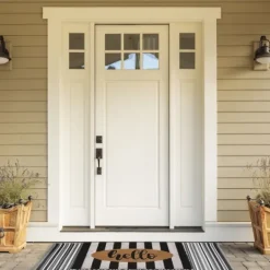 Kirkland's Home Hello Cabana Stripe Coir Doormat- Doormats
