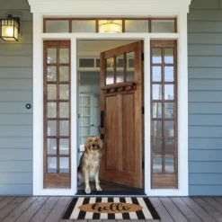 Kirkland's Home Hello Cabana Stripe Coir Doormat- Doormats
