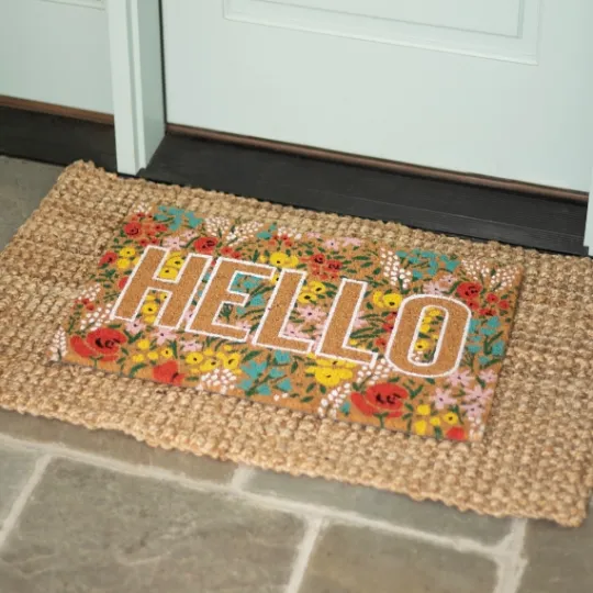 Kirkland's Home Hello Floral Coir Doormat- Doormats