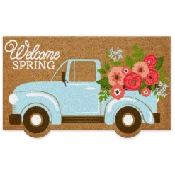 Kirkland's Home Hello Spring Flower Truck Coir Doormat- Doormats