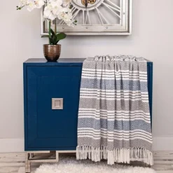 Kirkland's Home Herringbone Multi Striped Throw- Blankets & Throws