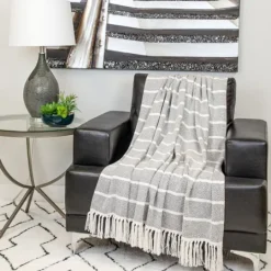 Kirkland's Home Herringbone Striped Throw- Blankets & Throws
