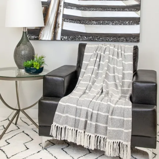 Kirkland's Home Herringbone Striped Throw- Blankets & Throws