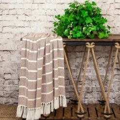 Kirkland's Home Herringbone Striped Throw- Blankets & Throws