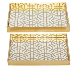 Kirkland's Home Hexagon Large Print 2-Pc. Tray Set- Decorative Trays