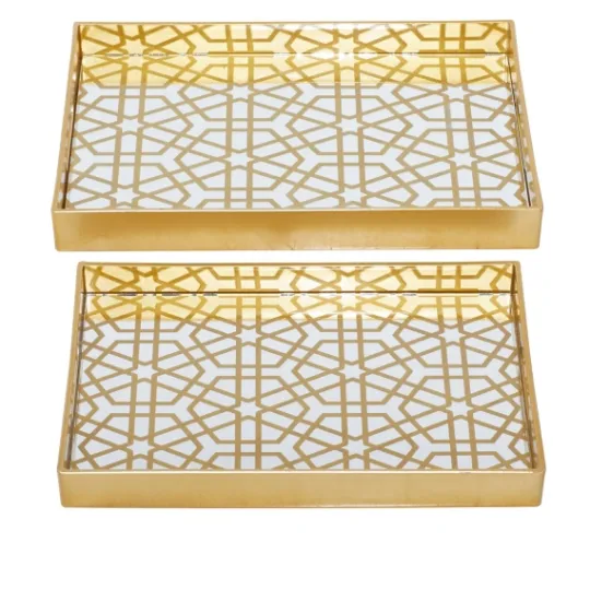 Kirkland's Home Hexagon Large Print 2-Pc. Tray Set- Decorative Trays