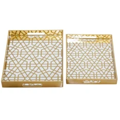 Kirkland's Home Hexagon Large Print 2-Pc. Tray Set- Decorative Trays
