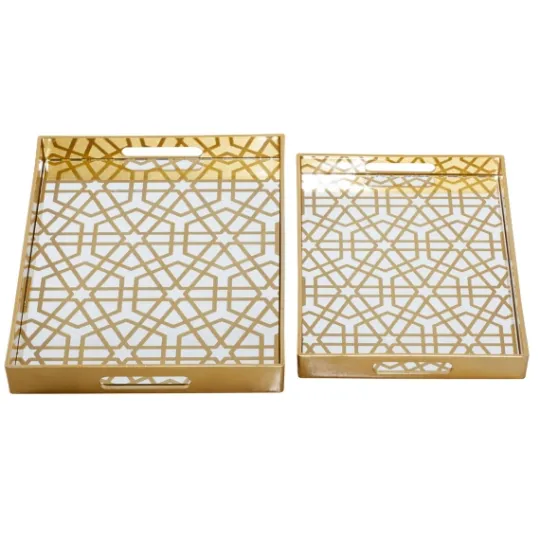 Kirkland's Home Hexagon Large Print 2-Pc. Tray Set- Decorative Trays