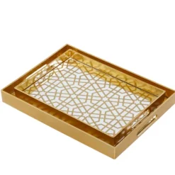 Kirkland's Home Hexagon Large Print 2-Pc. Tray Set- Decorative Trays