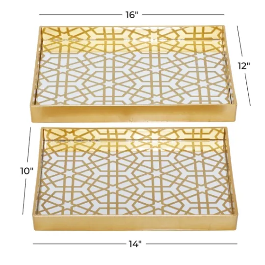Kirkland's Home Hexagon Large Print 2-Pc. Tray Set- Decorative Trays