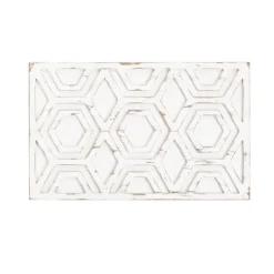 Kirkland's Home Hexagon White Wood Plaque- Wall Plaques