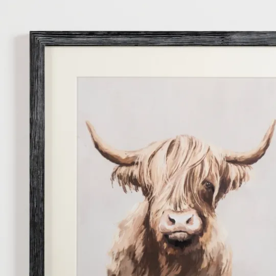 Kirkland's Home Highland Cow Distressed Framed Art Print- Framed Art