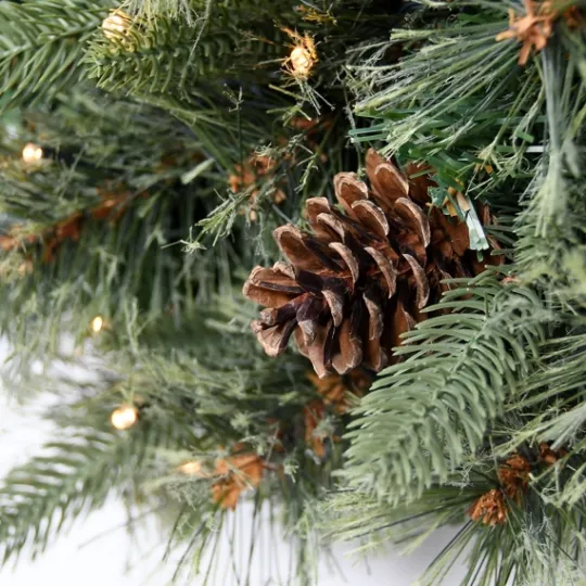 Kirkland's Home Holiday Pine Needle Cabin Pre-Lit Wreath- Wreaths
