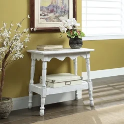 Kirkland's Home Hollie Cream Slant Leg Scallop Edge Side Table- Accent & End Tables