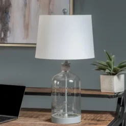 Kirkland's Home Homegrown Gray Glass Jar Table Lamp- Table Lamps