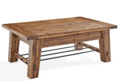 Kirkland's Home Honey Acacia Wood Coffee Table With Metal Bars- Coffee Tables
