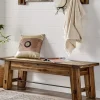 Kirkland's Home Honey Acacia Wood Rustic Metal Rod Dining Bench- Dining Chairs