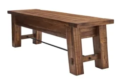 Kirkland's Home Honey Acacia Wood Rustic Metal Rod Dining Bench- Dining Chairs