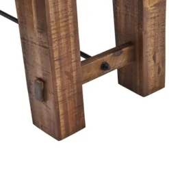 Kirkland's Home Honey Acacia Wood Rustic Metal Rod Dining Bench- Dining Chairs