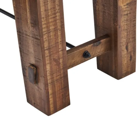 Kirkland's Home Honey Acacia Wood Rustic Metal Rod Dining Bench- Dining Chairs