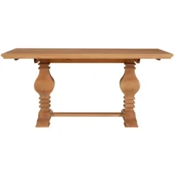 Kirkland's Home Honey Brown Wood Double Pedestal Dining Table- Dining Tables