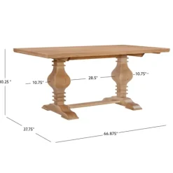 Kirkland's Home Honey Brown Wood Double Pedestal Dining Table- Dining Tables