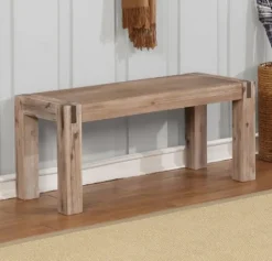 Kirkland's Home Honey Brushed Acacia Wood Rustic Bench- Benches & Ottomans
