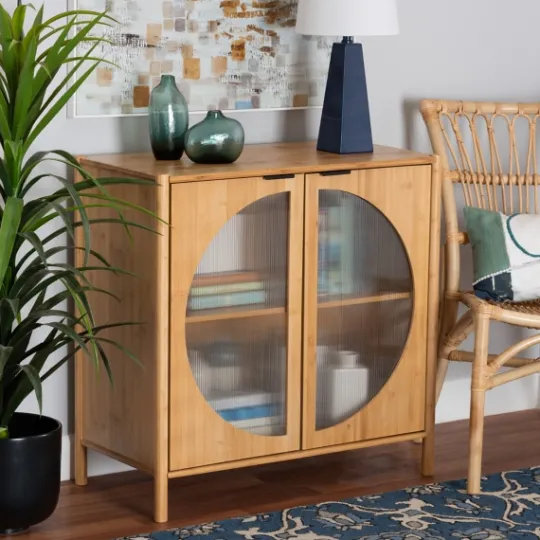 Kirkland's Home Honey Crescent Window 2-Door Cabinet- Cabinets & Sideboards