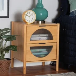 Kirkland's Home Honey Crescent Window 2-Drawer Nightstand- Nightstands
