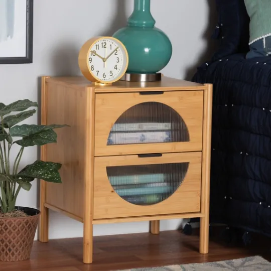 Kirkland's Home Honey Crescent Window 2-Drawer Nightstand- Nightstands