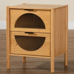 Kirkland's Home Honey Crescent Window 2-Drawer Nightstand- Nightstands