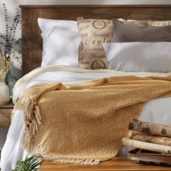 Kirkland's Home Honey Diamond Fringe Throw- Blankets & Throws