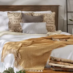 Kirkland's Home Honey Diamond Fringe Throw- Blankets & Throws