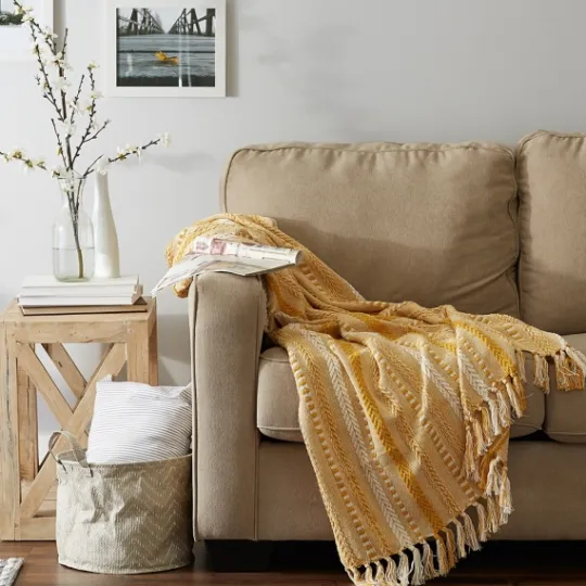 Kirkland's Home Honey Gold Braided Fringe Throw- Blankets & Throws