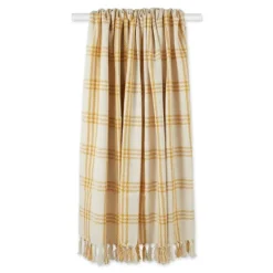 Kirkland's Home Honey Gold Plaid Fringe Throw- Blankets & Throws