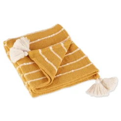 Kirkland's Home Honey Gold Slub Stripe Decorative Throw- Blankets & Throws