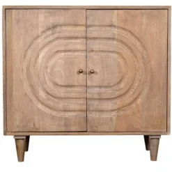 Kirkland's Home Honey Mango Wood Carved Cabinet- Cabinets & Sideboards