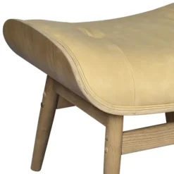 Kirkland's Home Honey Mushroom Leather Ottoman- Benches & Ottomans