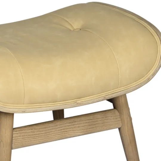 Kirkland's Home Honey Mushroom Leather Ottoman- Benches & Ottomans
