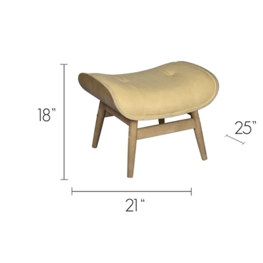 Kirkland's Home Honey Mushroom Leather Ottoman- Benches & Ottomans