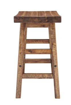 Kirkland's Home Honey Saddle Seat Wood Counter Stool- Bar Stools & Counter Height Stools