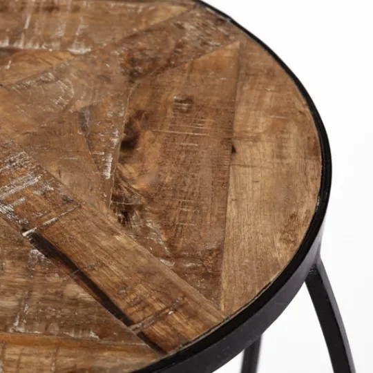 Kirkland's Home Honey Wood And Black Metal Accent Tables, Set Of 2- Accent & End Tables