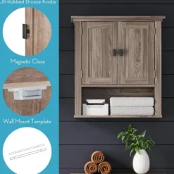Kirkland's Home Honey Woodgrain Wall-Mounted Cabinet- Shelves