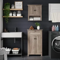 Kirkland's Home Honey Woodgrain Wall-Mounted Cabinet- Shelves