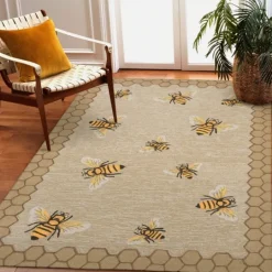 Kirkland's Home Honeycomb Bees Outdoor Area Rug, 5X7- Outdoor Rugs