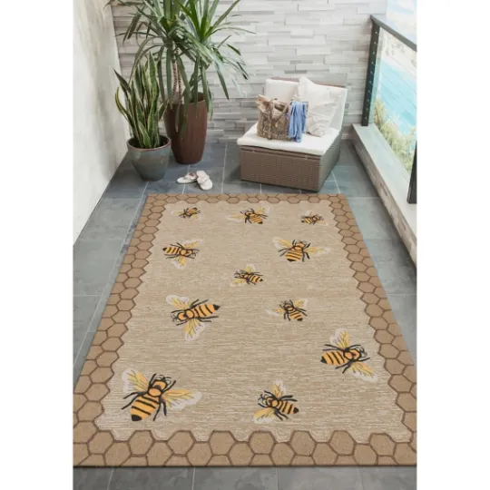 Kirkland's Home Honeycomb Bees Outdoor Area Rug, 5X7- Outdoor Rugs