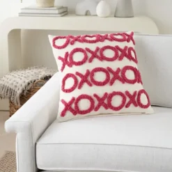 Kirkland's Home Hot Pink Tufted Xoxo Pillow- Pillows
