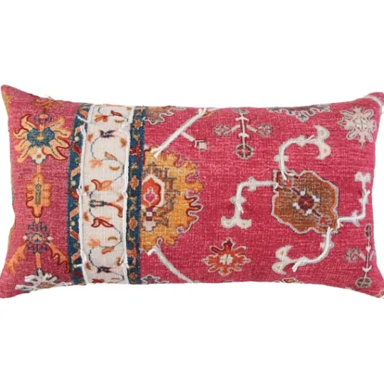 Kirkland's Home Hot Pink Vintage Rug Lumbar Pillow- Pillows